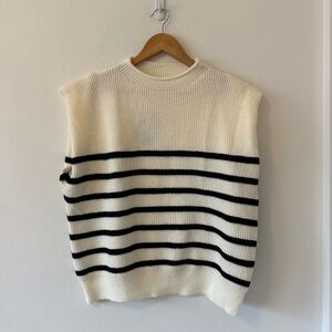 NWT Main Strip Striped Mock Neck Sleeveless Sweater | Size Medium